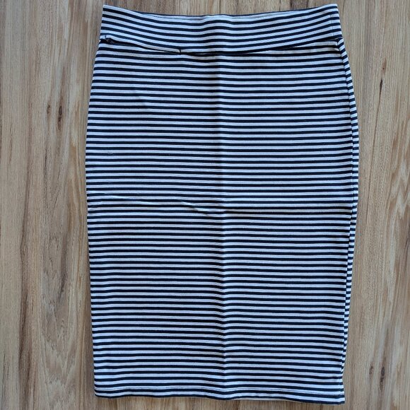 Toad&Co Transito Knee Length Stretch Pencil Skirt Black/White Striped Small - Picture 1 of 6